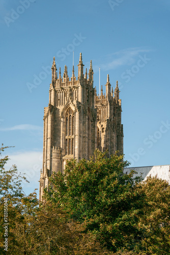 Towers of Beverley Minster viewed from the south, Beverley, East Yorkshire, Cathedral