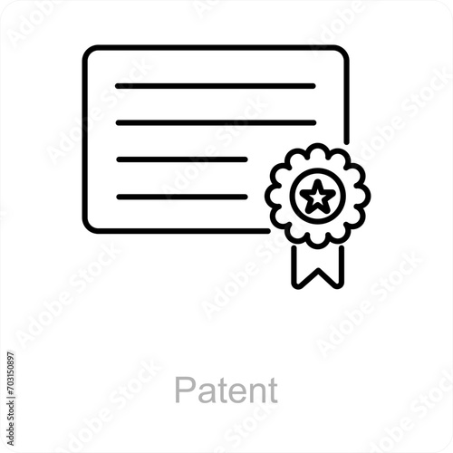 Patent and diploma icon concept 