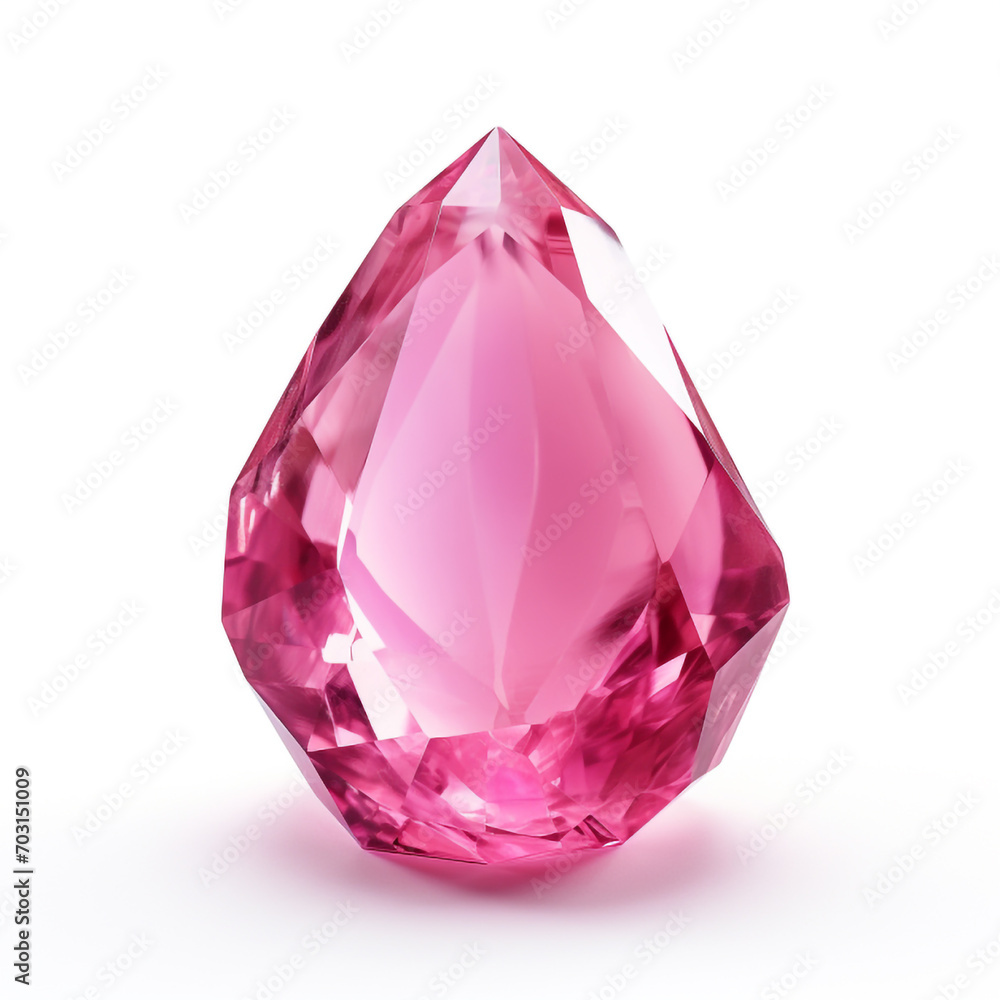 Pink gem isolate on white background.