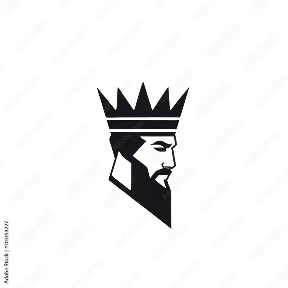 Design of minimalist logo featuring a king in black 