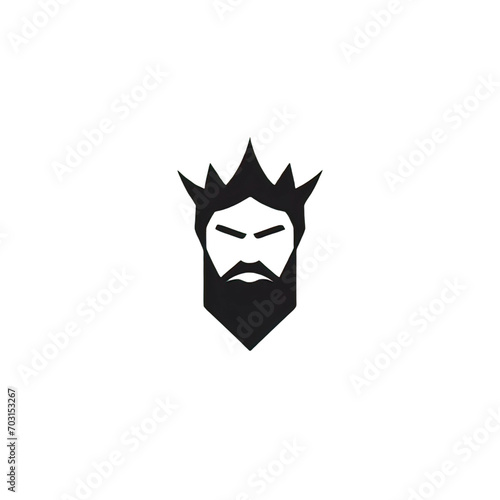 Design of minimalist logo featuring a king in black