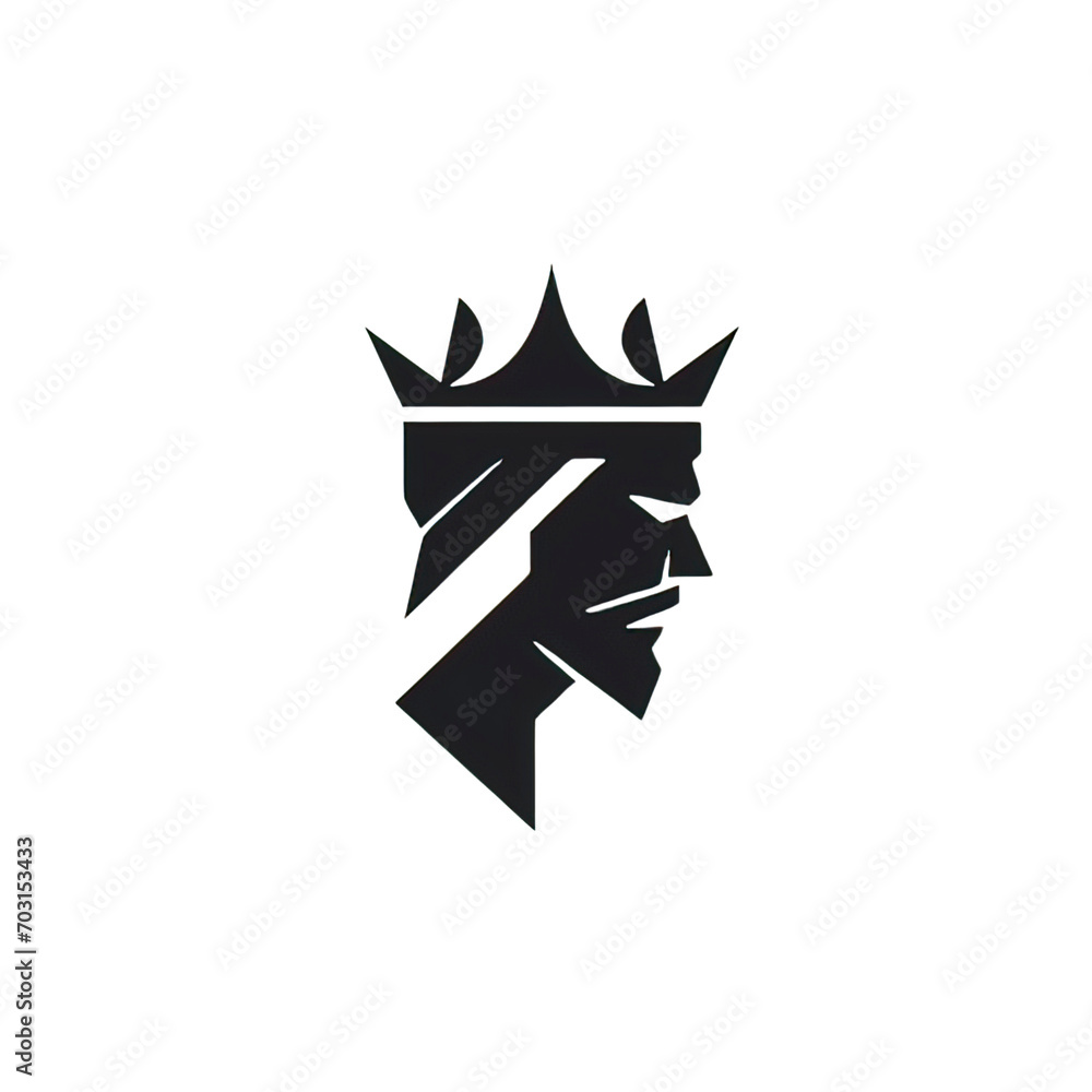 Design of minimalist logo featuring a king in black Design of minimalist logo featuring a king in black