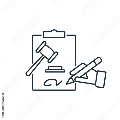 New legislation. We are introducing new norms, standards.  Vector linear icon illustration isolated on white background.