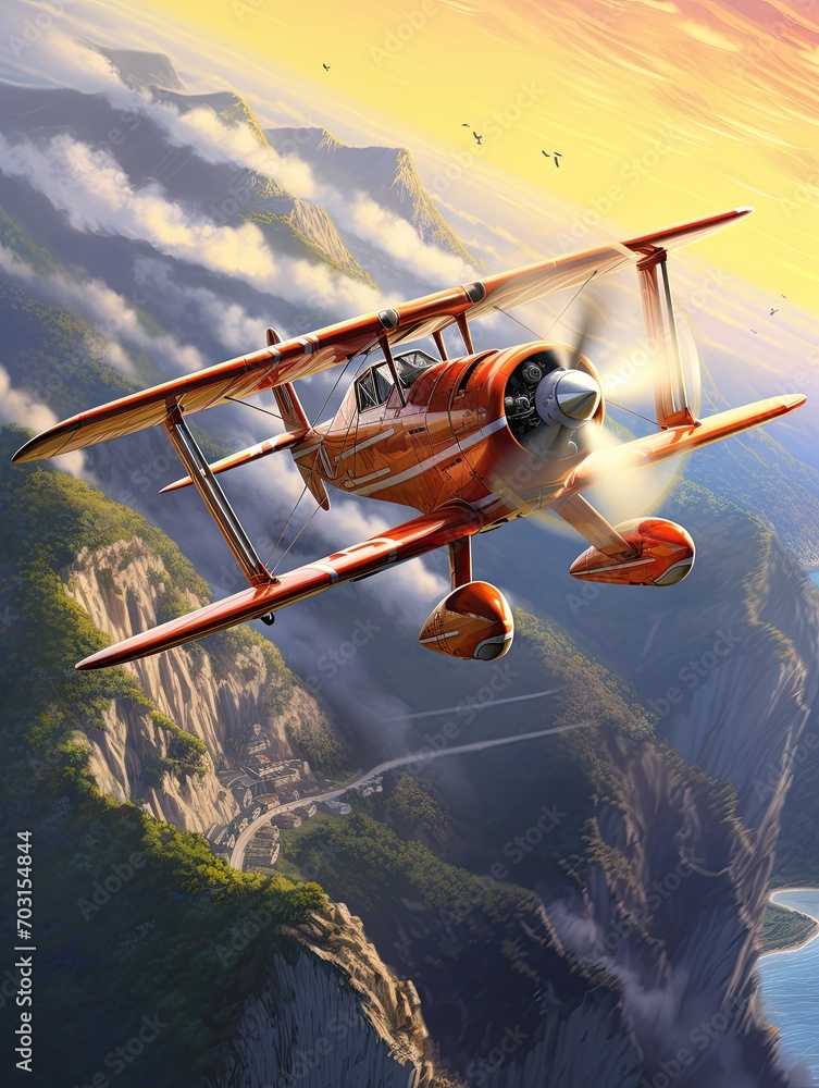 Stunt Pilots Wall Prints - Aerial Acrobatics Mastered in High-Flying Canvas Art - obrazy, fototapety, plakaty 