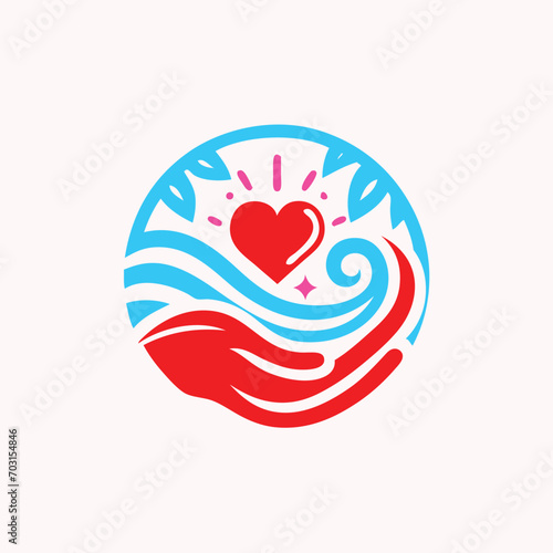 logo depicting hands, waves and a heart