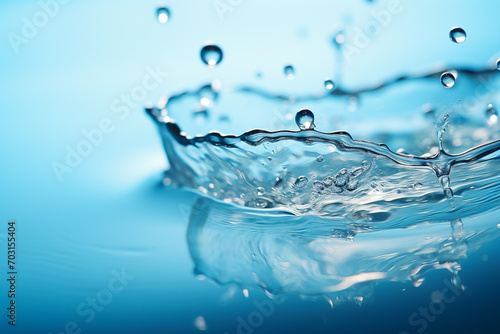 splashes of water on a blue background, space for text