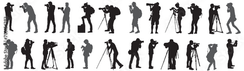 Photographer silhouettes vector illustration set.