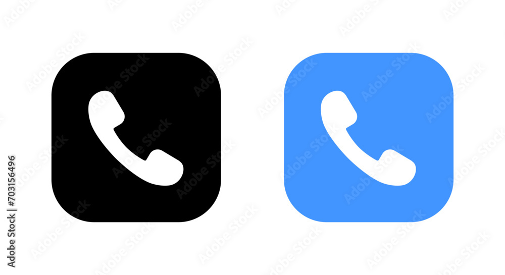 Call button icon on square background. Handset symbol vector Call button icon on square background. Handset symbol vector