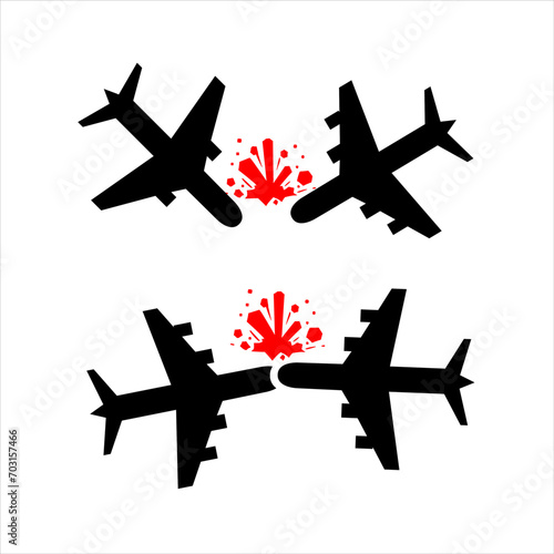 silhouette Plane crash accident illustration icon set silhouette vector