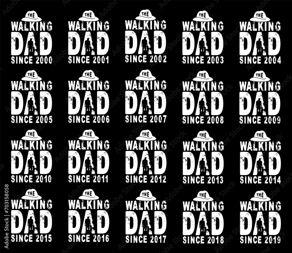 Obraz premium Father's Day T-shirt Design Bundle Vector. The walking dad t-shirt design for fathers day.