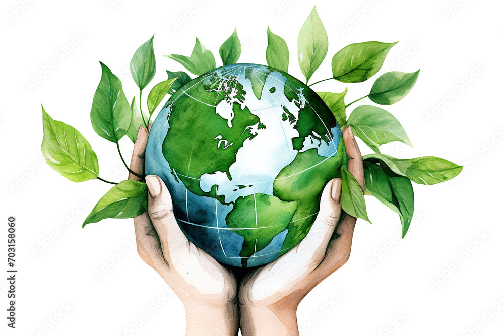 hands holding green earth isolated on transparent background Remove png