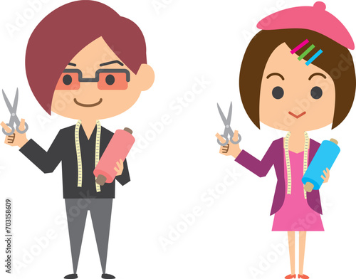 ファッションデザイナーのイメージイラスト（男女セット）