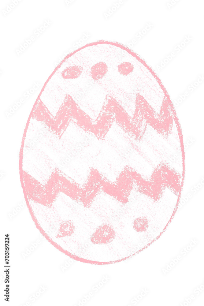 Drawing pink Easter eggs isolated on transparent background.