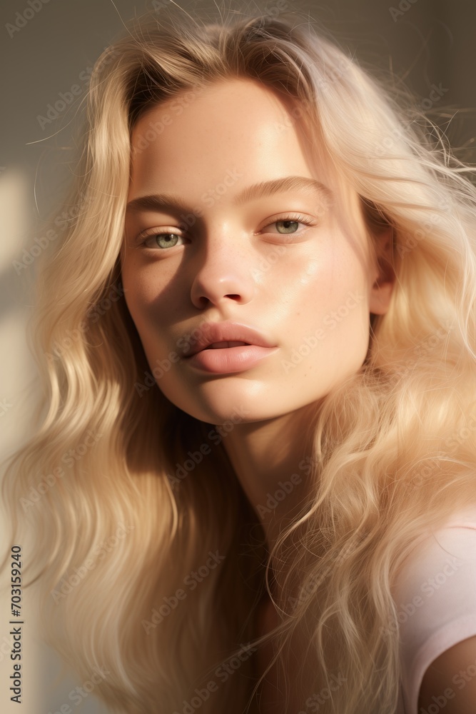 Obraz premium Close-up portrait of a young girl with natural makeup