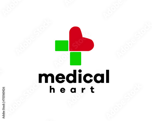 medical heart plus green and red love