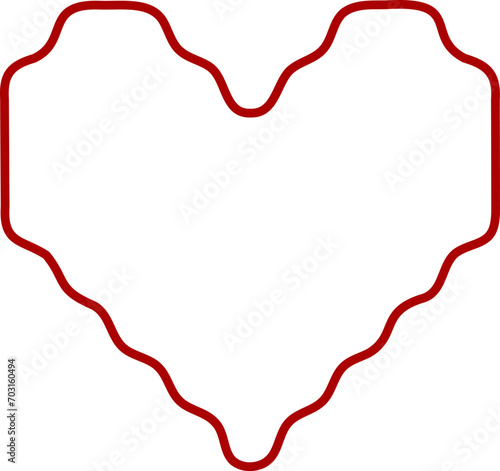 Heart outline pixel style vector illustration. Pixel heart Love symbol hand drawing stylized design element
