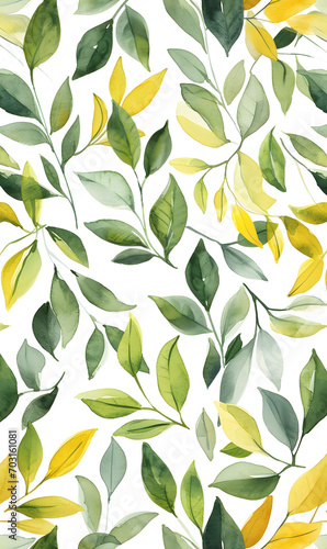 Watercolor leaves vine pattern,Generative AI