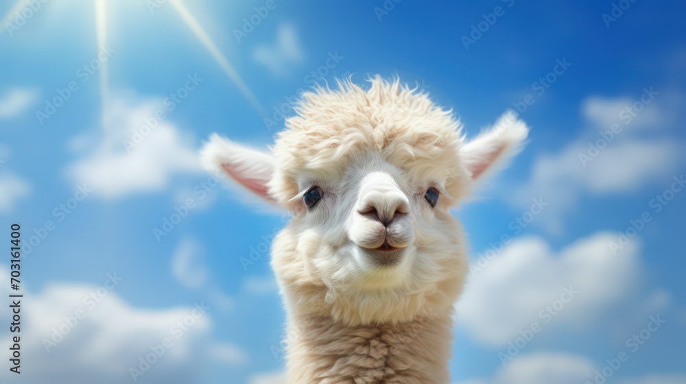 Fototapeta premium alpaca with sky