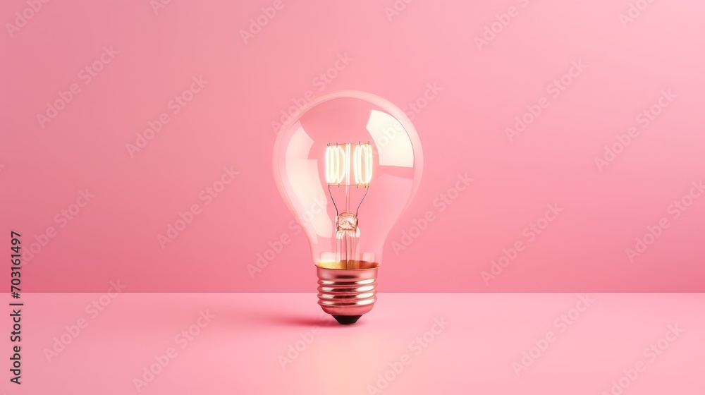 Illuminated Light Bulb Against Vibrant Pink Background Illuminated Light Bulb Against Vibrant Pink Background