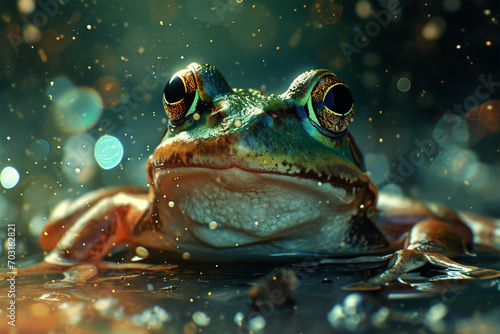 illustration of a frog floating in space