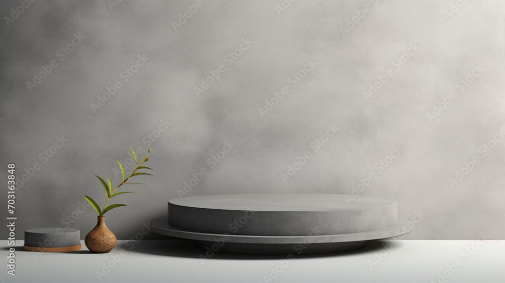 Podium abstract grey background for cosmetic product presentation. Generative Ai. Podium abstract grey background for cosmetic product presentation. Generative Ai.
