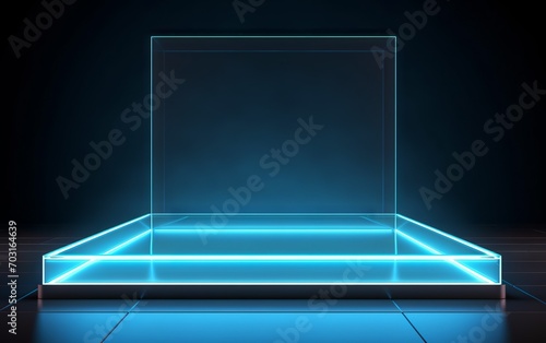 futuristic gaming esports cyan neon glass display podium