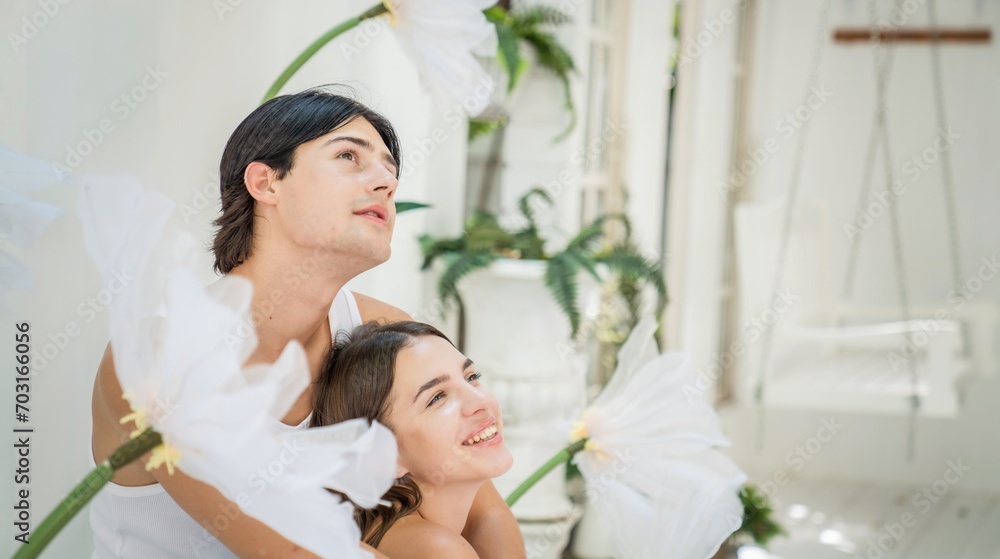 Beautiful young people having fun outdoors. Valentine's Day concept. Lovers at home celebrating Valentine's Day. Beautiful young people having fun outdoors. Valentine's Day concept. Lovers at home celebrating Valentine's Day.