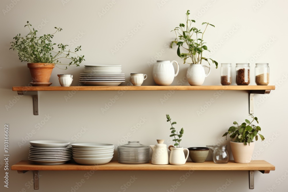 kitchen utensils on the shelves white wall minimalist design professional advertising photography kitchen utensils on the shelves white wall minimalist design professional advertising photography