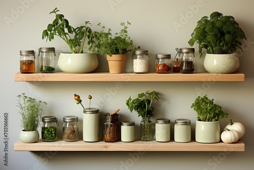 Wallpaper Mural kitchen utensils on the shelves white wall minimalist design professional advertising photography Torontodigital.ca