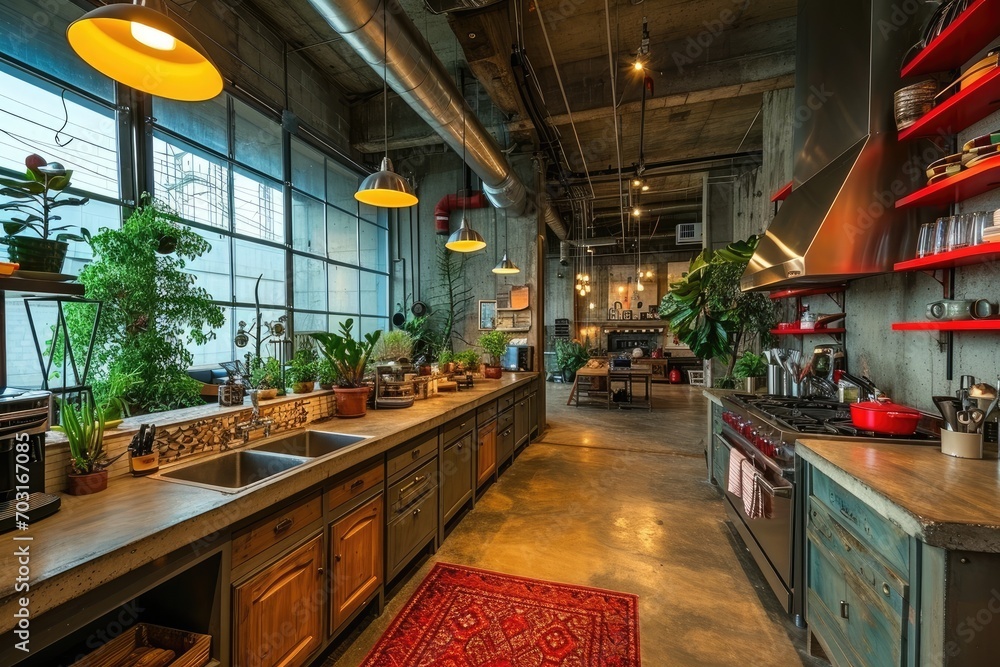 industrial kitchen design with concrete professional advertising photography