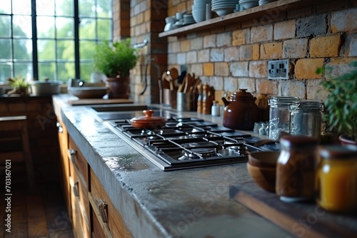 industrial kitchen design with concrete professional advertising photography