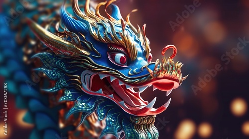 Traditional dragon dance festival. Chinese New Year celebration