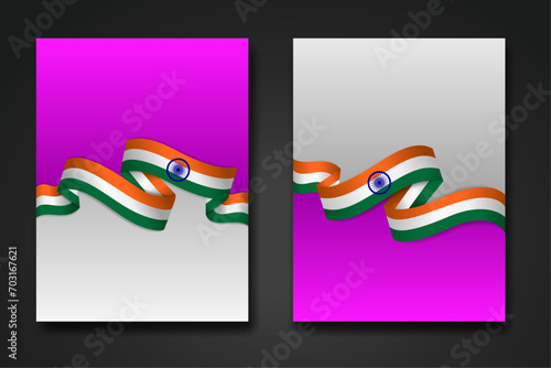 Republic Day Rapture: Tricolor Ribbons in Vibrant Vector, double design. Experience the joy of India's Republic Day with this vibrant vector duo! The designs feature stylized tricolor ribbons.