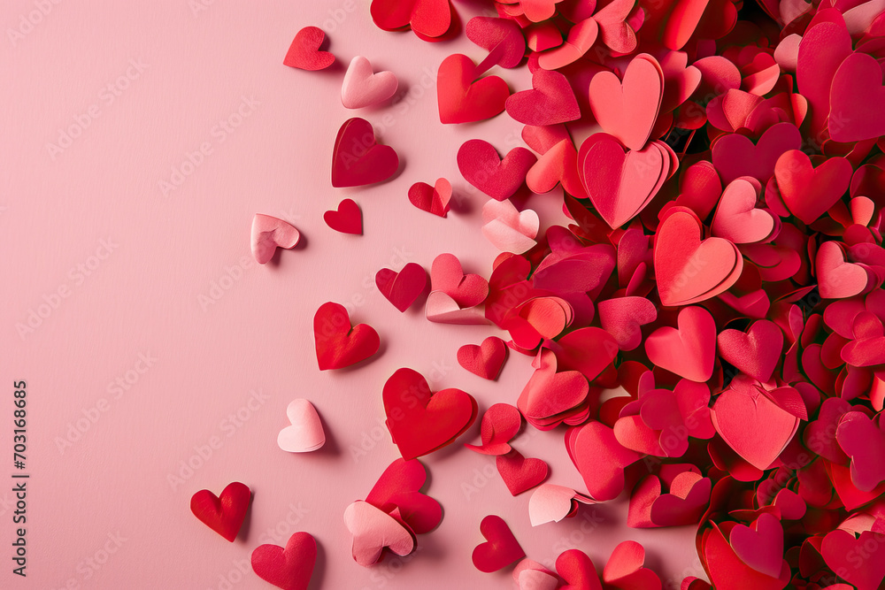Valentine's day background with red hearts on pink background Valentine's day background with red hearts on pink background