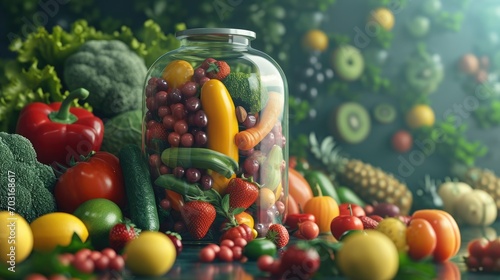 Fruits, Berries, and Veggies in a Capsule © Flowstudio