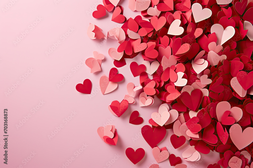 Valentine's day background with red hearts on pink background Valentine's day background with red hearts on pink background