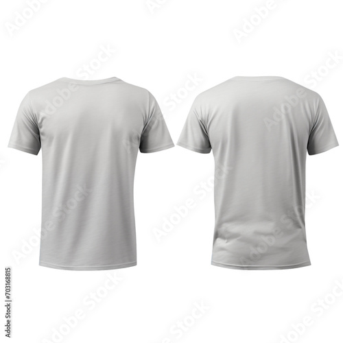 Men's Grey T-shirt Mockup Front and Back Isolated Transparent, Generative AI