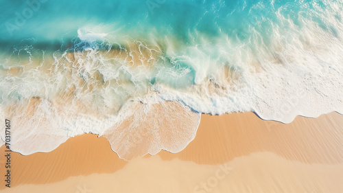 sand beach background with wave high angle shot