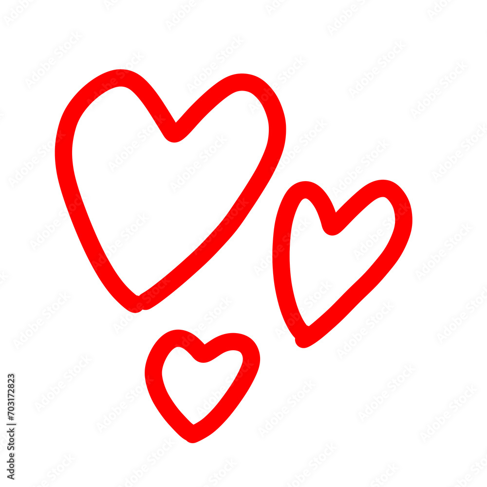 Red heart doodle element illustration Red heart doodle element illustration