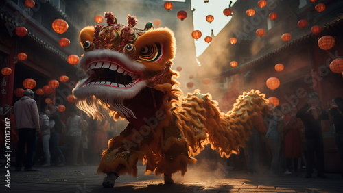 Chinese new year dragon dance with Generative AI