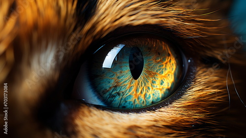 Close up photo of beautiful cat eye with Generative AI