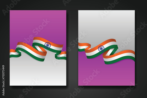 Republic Day Rapture: Tricolor Ribbons in Vibrant Vector, double design. Experience the joy of India's Republic Day with this vibrant vector duo! The designs feature stylized tricolor ribbons.