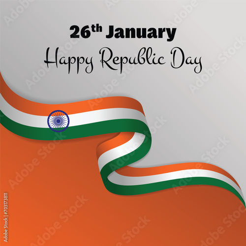 Republic Day Rapture: Tricolor Ribbons in Vibrant Vector Art!, Experience the joy of India's Republic Day with this vibrant vector, The design features stylized tricolor ribbons, embodying India.