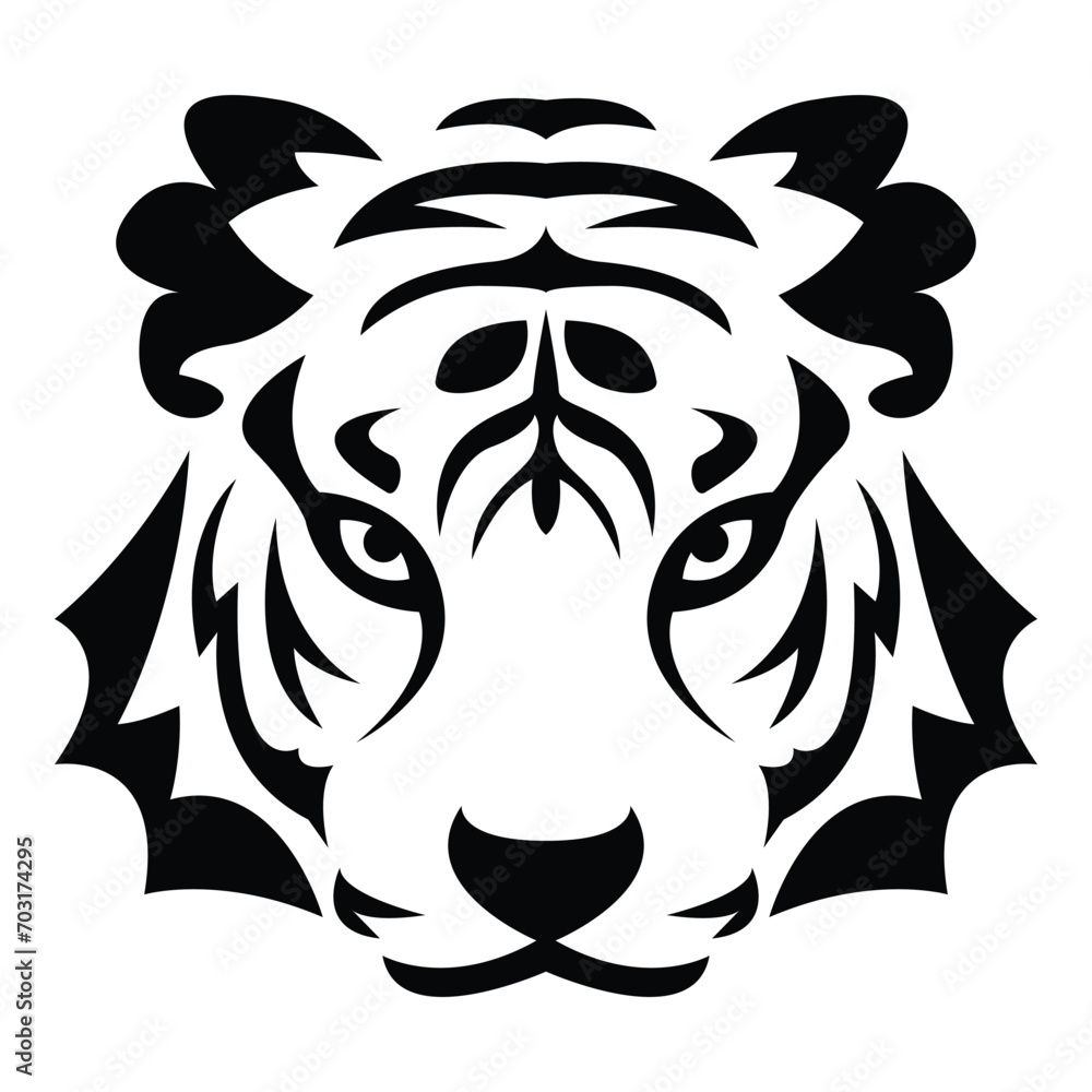 Fototapeta premium simple abstract tiger head logo vector iconic illustration