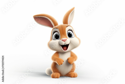 3d rendering of a cute easter bunny on a white background. ai generated photo