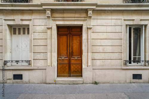 vintage parisian freestone facade  building template © eric