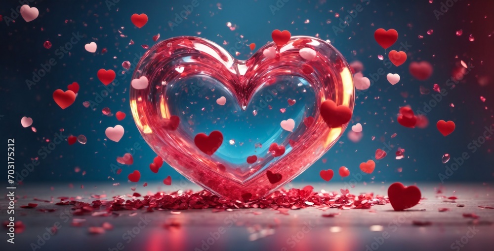 Red heart shaped balloons floating with a reflection on water creating a romantic and dreamy mood generative ai Red heart shaped balloons floating with a reflection on water creating a romantic and dreamy mood generative ai