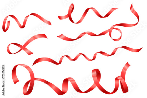 red heart ribbon isolated on transparent background, vector art and illustration photo