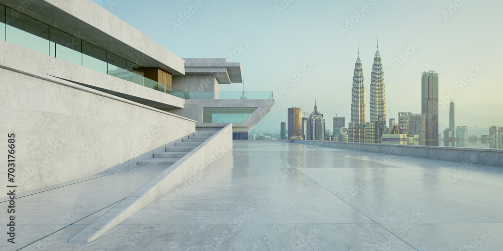Fototapeta premium 3D rendering contemporary square shape design modern Architecture building exterior