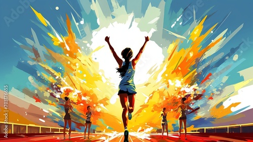 A picture of athlete in the summer olympic with mix color style photo